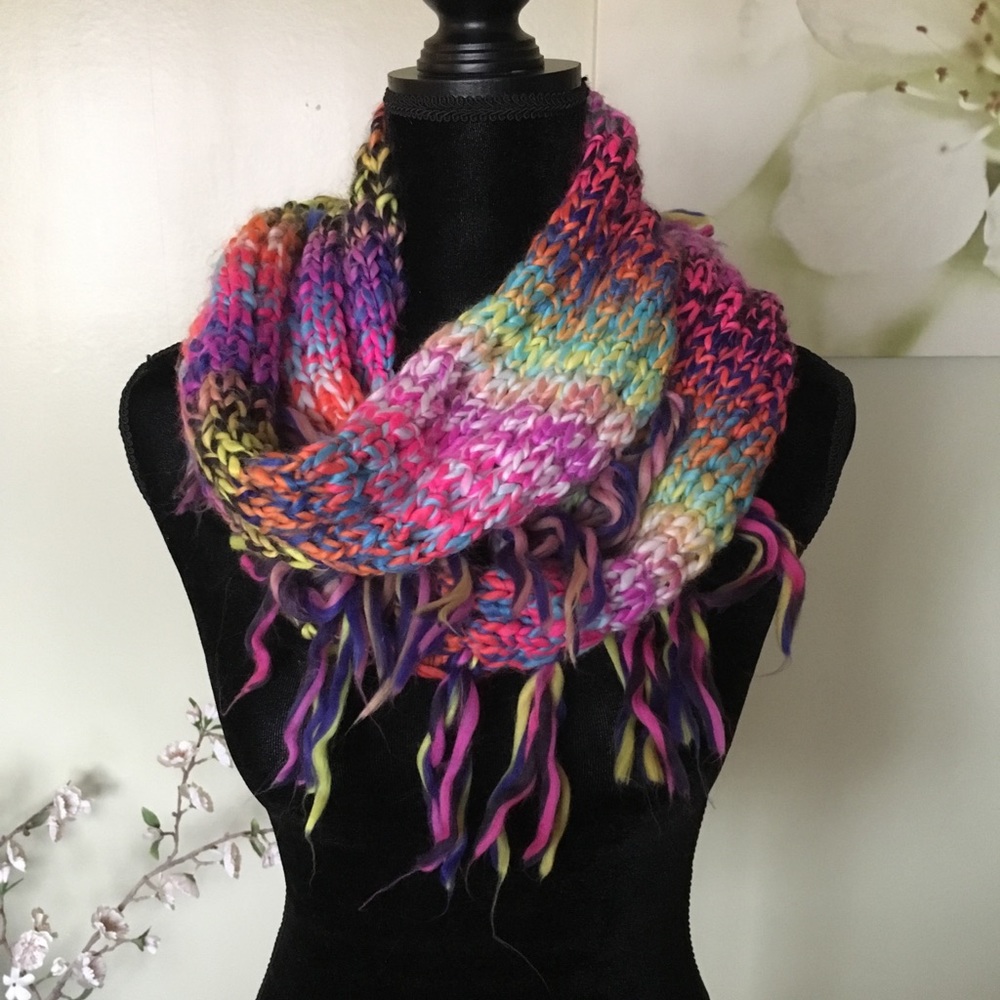 Multicolored Knitted Infinity Scarf